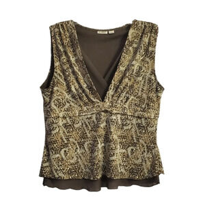 CATO Women's Y2K Sleeveless Layered Look Top Office L